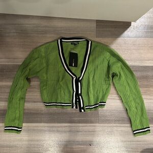 Green cropped cardigan